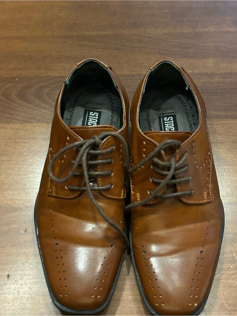 Stacy Adams Tan/Brown Leather Lace-Up Dress Shoes